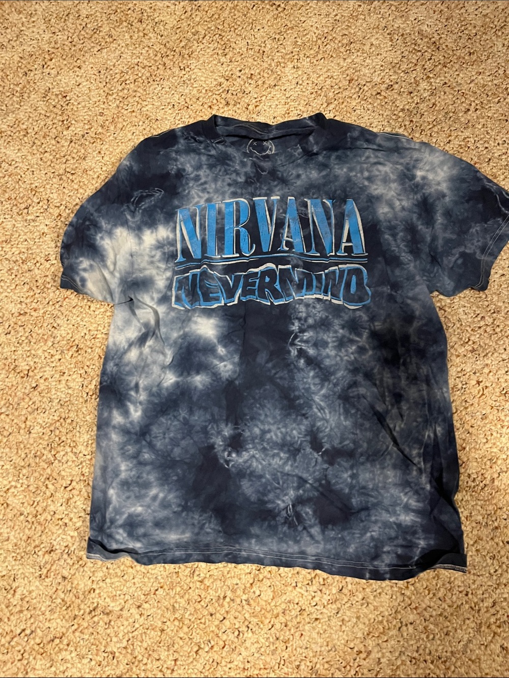 NIRVANA Nevermind Tie-Dye Graphic Tee - Navy & Light Blue
